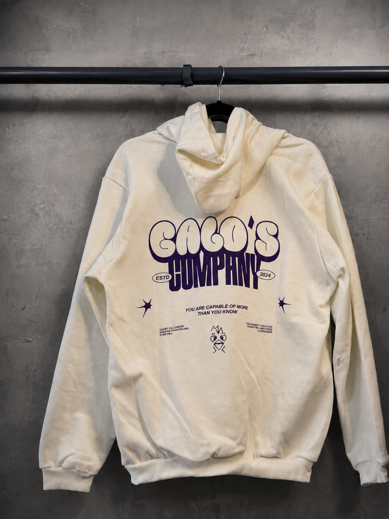 BRUSA DE FRIO OFF-WHITE C/ ROXO (MOLETOM)